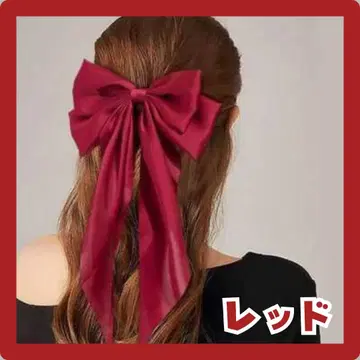 리본 머리핀 롱 레드 머리 장식 헤어 액세서리 한국 발표회 결혼식