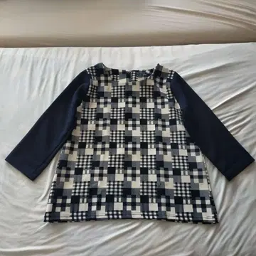 [ 새상품급 ] DOUDOU 믹스 체크 긴팔 상의 모노톤