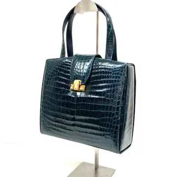 다크 그린 크로커다일풍 핸드백