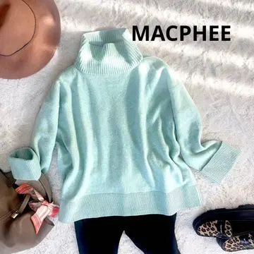 컨디션 최상 MACPHEE 터틀넥 니트 민트 그린 맥피 루즈핏