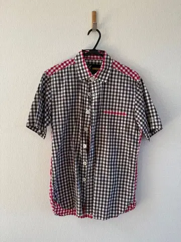 FAT 반팔 체크 셔츠 빨강 검정 흰색