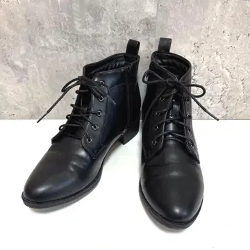 [ elvence deux ] 레이스업 숏부츠 블랙 L 사이드 지퍼