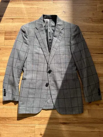 유나이티드 애로우즈 그레이 체크 무늬 테일러드 자켓 42