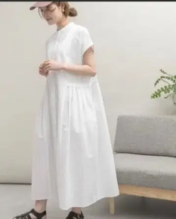 URBAN RESEARCH 화이트 셔츠 원피스 반팔