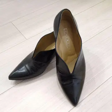 블랙 가죽 스틸레토 하이힐