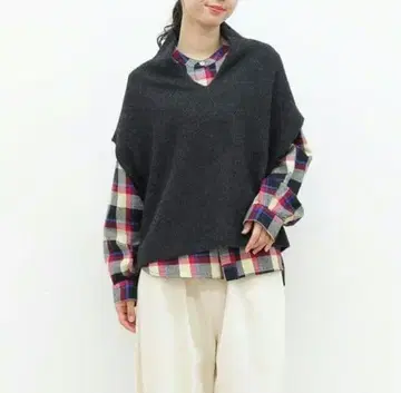 grin YAK 울 변형 컬러 베스트 니트 베스트