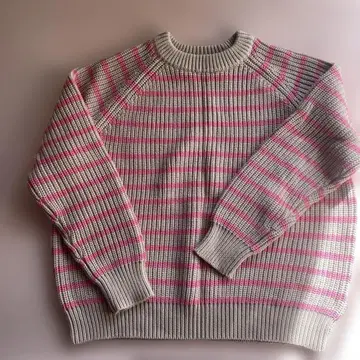 DEMYLEE 니트 스웨터 S 베이지와 핑크 스트라이프