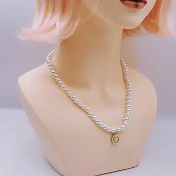 목걸이 모조 진주 서클 모티브 화이트 초커 B 한국