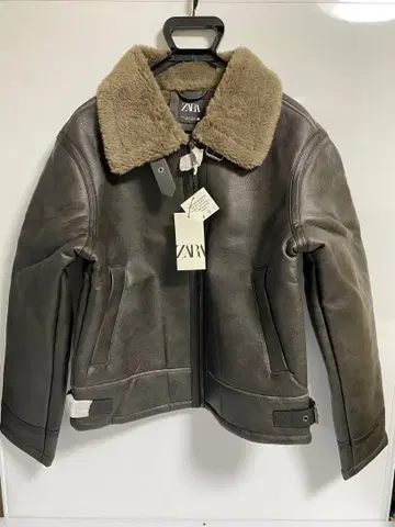 재고 세일 미사용 ZARA 다크 브라운 가죽 자켓 M