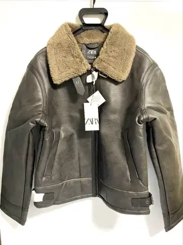 재고 세일 미사용 ZARA 다크 브라운 가죽 자켓 M