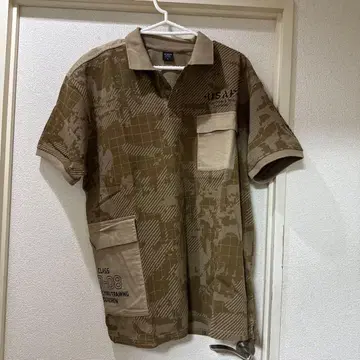 AVIREX 카키 카모플라쥬 피케 셔츠 7-18 96TH