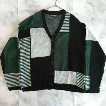 90s 3D 니트 가디건 빈티지 올 패턴 멀티 컬러