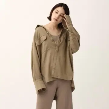 Chaos 슬라브 워시 오버 셔츠 베이지