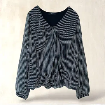 [컴시즘] 긴팔 블라우스 스트라이프 M 시어 소매 네이비 계열 풀오버