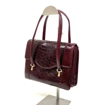 버건디 크로커다일풍 핸드백