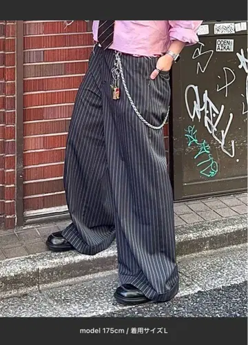 스트라이프 와이드 팬츠 L 사이즈