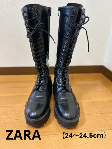ZARA 블랙 롱 부츠 레이스업/레이스업