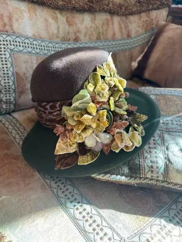 새상품급 빈티지 플라워 장식 햇