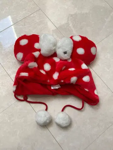 미니 팬캡 빨간색 도트