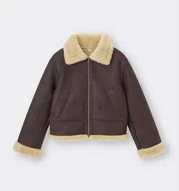 지유 무스탕 터치 플라이트 자켓 L 사이즈 다크 브라운