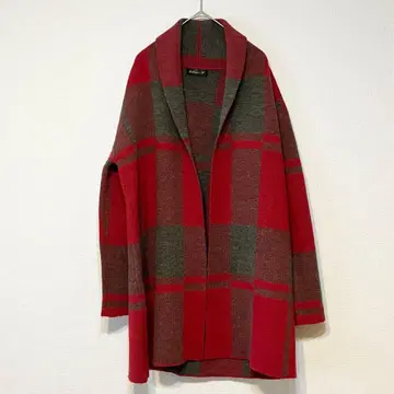 가디건 빨간색 그레이