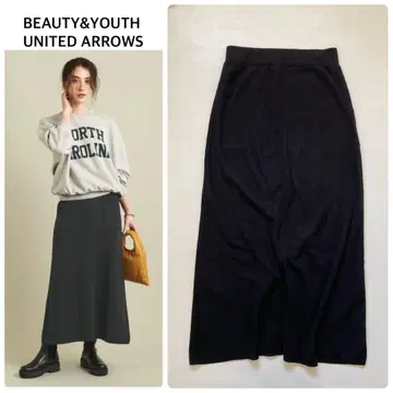 B&Y 코튼 캐시미어 패치 포켓 니트 스커트 워셔블 블랙