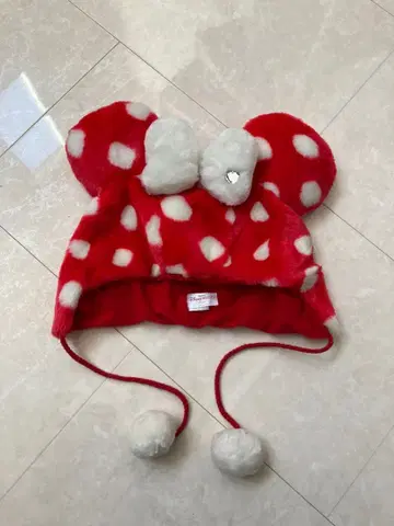 미니 팬캡 빨간색 도트