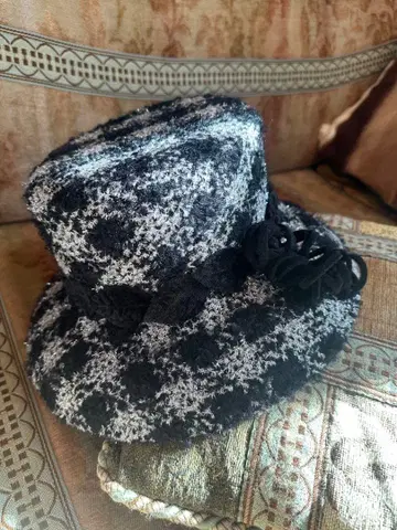 새상품급 체크 무늬 버킷 햇 블랙 화이트