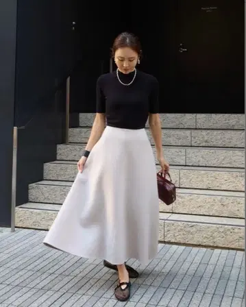 [ 새상품 ] u big 울 더블 페이스 롱 스커트