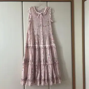 새상품급 PINK HOUSE 스위트피 패턴 롱 원피스 핑크