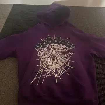 스파이더 웹 디자인 후드티 L 사이즈 보라색