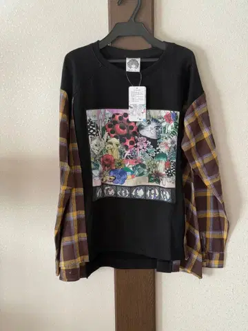 스칼라 절개 고양이 무늬 체크 트레이닝복