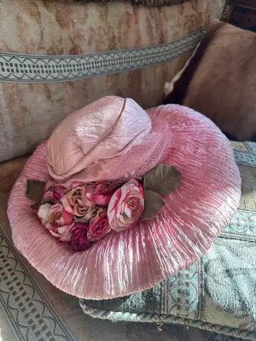 새상품급 플라워 장식 핑크 햇
