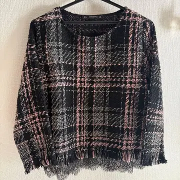 미착용 새상품 ZARA basic 트위드 상의 티셔츠
