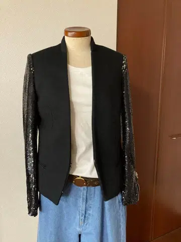 미사용품 해외 브랜드 MAISON SCOTCH 이질 소재 자켓