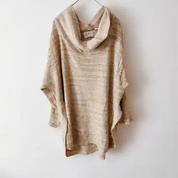 label 베이지 오부 소매 니트 [ F ] 판초풍