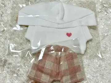 치비누이 새상품 의류 세트 (화이트 후드 체크 팬츠 2점 세트)