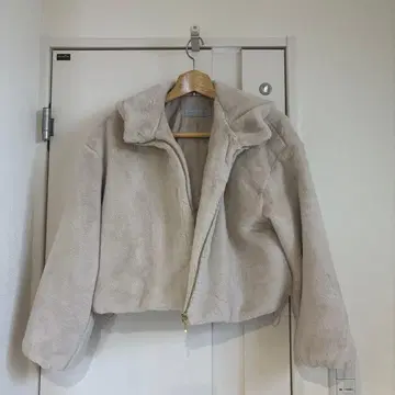 JILLSTUART 플리스 후드 부착 퍼 자켓 퍼 블루종 M