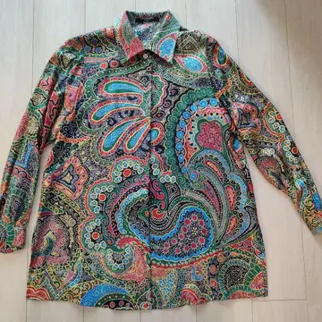 LEONARD 실크 페이즐리 무늬 긴팔 셔츠