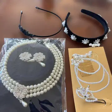 펄 목걸이 & 귀찌 세트
