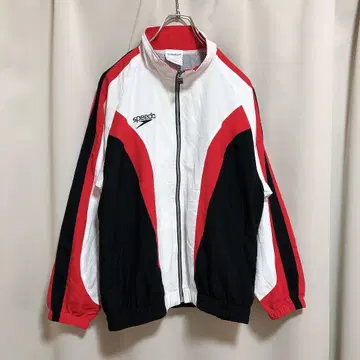 speedo 스피도 윈드 브레이커 나일론 자켓 S 화이트/블랙/빨간색