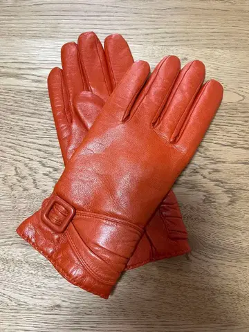 오렌지 가죽 장갑 버클 안감 캐시미어