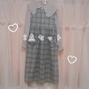 merry jenny 2점 하트 포켓 원피스 그레이 프릴 블라우스