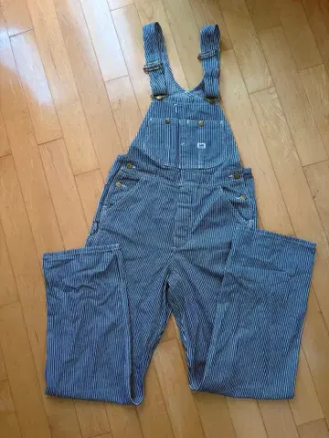 리 스트라이프 데님 오버롤