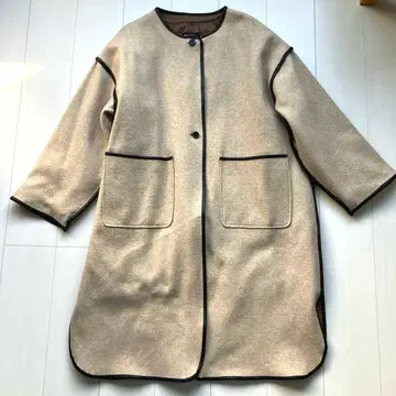 카스타네 파이핑 롱 코트 이너 포함