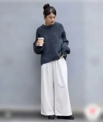 MONO-MART 믹스얀 볼륨 슬리브 크루넥 니트