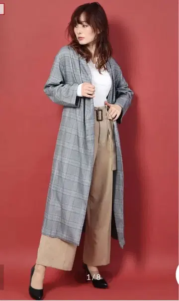 나노 유니버스 글렌체크 벨티드 코트