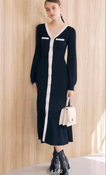 새상품 머큐리 듀오 바이컬러 리브 머메이드 니트 원피스