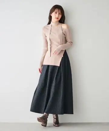 코코딜 퀼팅 플레어 스커트 롱