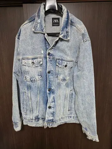 ZARA 데미지 데님 자켓 명작 오버 사이즈 드롭 숄더